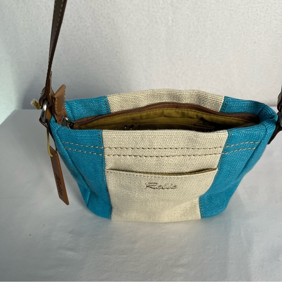 Relic small turquoise and cream canvas shoulder bag purse - Picture 9 of 16